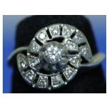 10K WHITE GOLD DIAMOND RING SZ 5  2.8 GRAMS