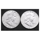 TWO FRANKLIN HALF DOLLARS