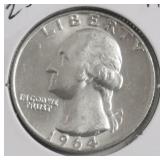 1964 GEM BU WASHINGTON QUARTER