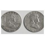 TWO FRANKLIN HALF DOLLARS