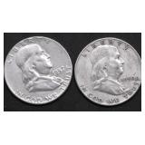 TWO FRANKLIN HALF DOLLARS