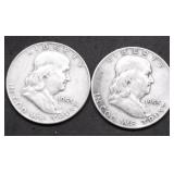 TWO FRANKLIN HALF DOLLARS