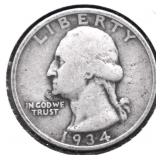 1934 WASHINGTON QUARTER VG