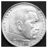 GEM BU NAZI GERMANY 1939  SILVER 5 MARKS