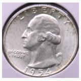1954 GEM BU WASHINGTON QUARTER