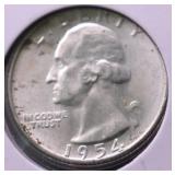 1954 D GEM BU WASHINGTON QUARTER