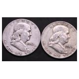 TWO FRANKLIN HALF DOLLARS
