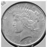 1922 PEACE DOLLAR AU