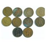 10 INDIAN HEAD CENTS