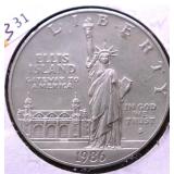 1986 ELLIS ISLAND SILVER DOLLAR CH BU