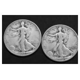 TWO WALKING HALF DOLLARS