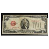 1928 2 DOLLAR US LEGAL TENDER CORNER TEAR