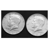 2 1964 KENNEDY HALF DOLLARS