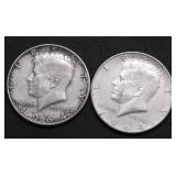 2 1964 KENNEDY HALF DOLLARS