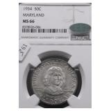 1934 NGC MS66 CAC MARYLAND HALF DOLLAR