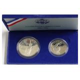 PROOF ELLIS ISLAND SILVER DOLLAR & HALF W BOX