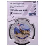 2021 NGC MS70 5 $ ELK 1 OZ .999 SILVER