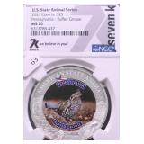 2021 NGC MS70 5 $ RUFFED GROUSE 1 OZ .999 SILVER