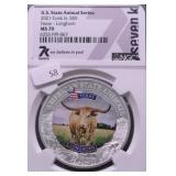 2021 NGC MS70 5 $ LONGHORN  1 OZ .999 SILVER
