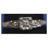 14K GOLD DIAMOND RING SZ 7    1.24 GRAMS