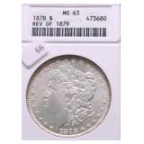 1878 REVERSE 79 ANACS MS63 MORGAN DOLLAR PQ