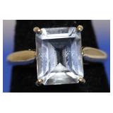 14K GOLD AQUAMARINE RING   SZ7.5   3.18GR