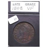 1808 CLASSIC HEAD LARGE CENT VF DETAILS