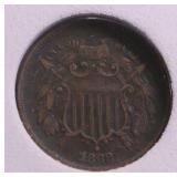 1868 TWO CENT PIECE XF