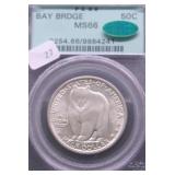 1936 BAY BRIDGE MS66 CAC HALF DOLLAR
