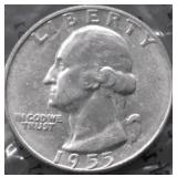 1955 D GEM BU WASHINGTON QUARTER