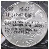1987 SILVER EAGLE GEM