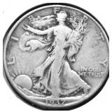 1937 D WALKING HALF DOLLAR VF