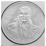 1978 MEXICO SILVER 100 PESOS CH BU