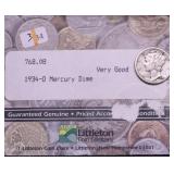 1934 D MERCURY DIME VG