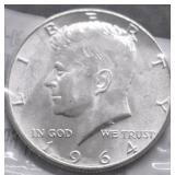 GEM BU 1964 KENNEDY HALF DOLLAR