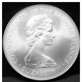 BAHAMAS SILVER 5 DOLLARS GEM BU