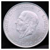 1957 MEXICO SILVER 10 PEOS CHOICE BU