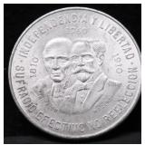 1960 MEXICO SILVER 10 PESOS CHOICE BU