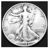1945 D WALKING HALF DOLLAR VF