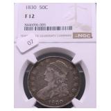 1830 NGC F 12 BUST HALF DOLLAR