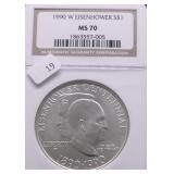 1990 W NGC MS70 EISHENHOWER SILVER DOLLAR