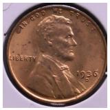 1936 D GEM RED LINCOLN CENT
