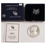 2013 PROOF SILVER EAGLE W BOX PAPERS