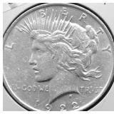 1922 PEACE DOLLAR AU