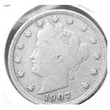 1907 V NICKEL VG