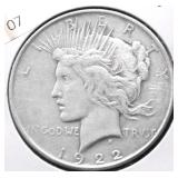 1922 D PEACE DOLLAR XF