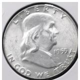 1955 GEM FBL FRANKLIN HALF DOLLAR