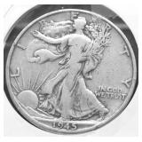 1945 D WALKING HALF DOLLAR VF