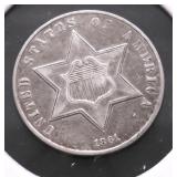 1861 3 CENT SILVER AU