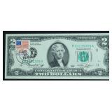 GEM BU FIRST DAY COVER 2 $ BICENTENNIAL NOTE